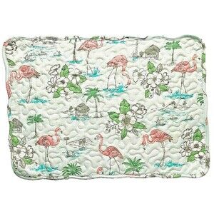 Flamingo Placemats Reversible Quilted Beach Summer House 12x18 Set of 4